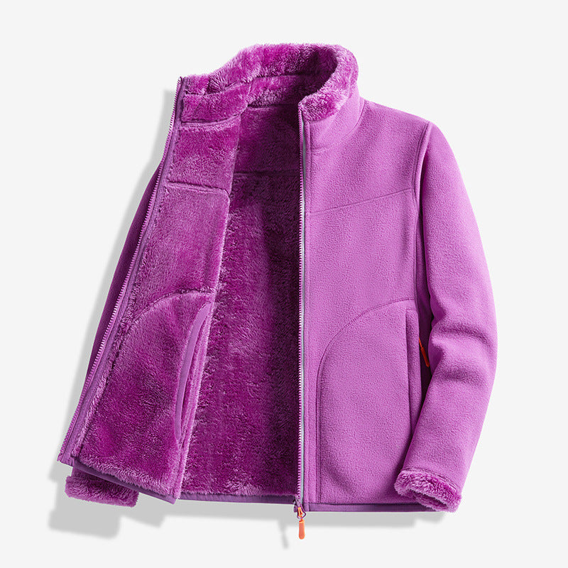 Women's Fleece Cardigan Sweater Coat – Double-Sided Soft Outerwear