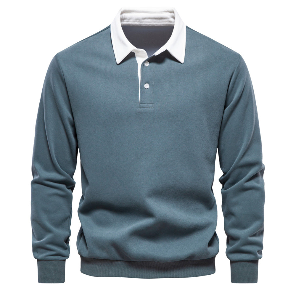 Men's Polo Sweater – Knitted Cotton Blend Contrast Collar