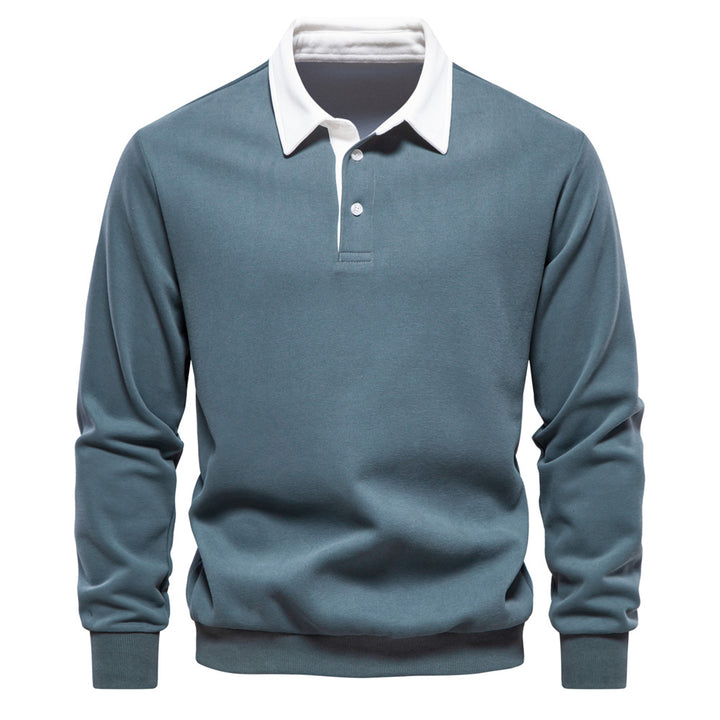 Men's Polo Sweater – Knitted Cotton Blend Contrast Collar