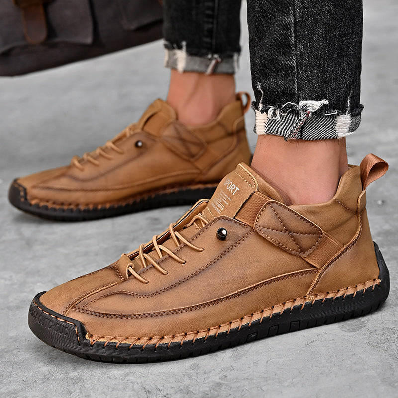 Men's Mid-Top Sneaker – Breathable Textured Upper, Stitched Sole