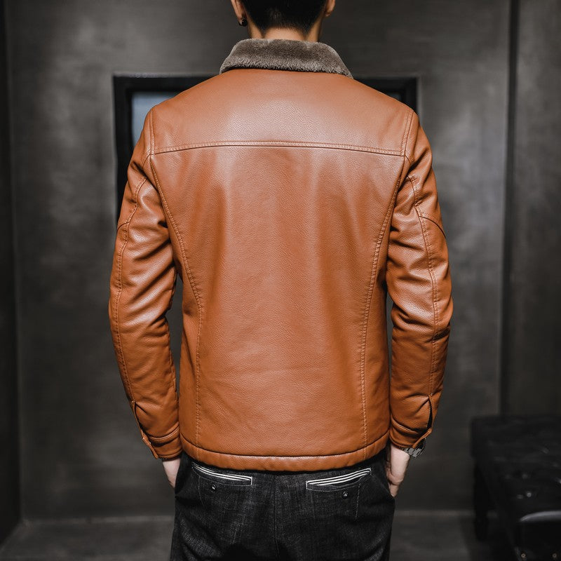Men's Vegan Leather Motorcycle Jacket – Fitted Korean Style Zip Front