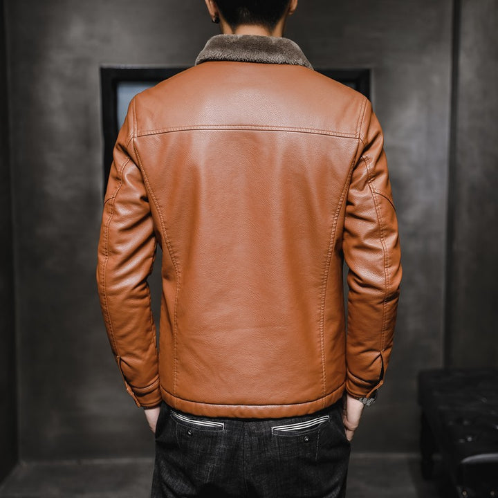 Men's Vegan Leather Motorcycle Jacket – Fitted Korean Style Zip Front