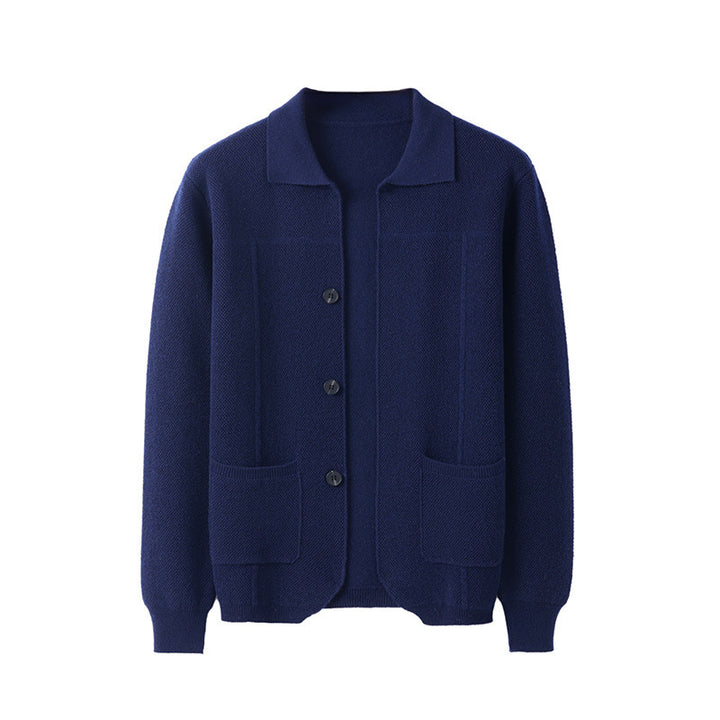 Men's Knit Cardigan Sweater – Relaxed Lapel with Patch Pockets