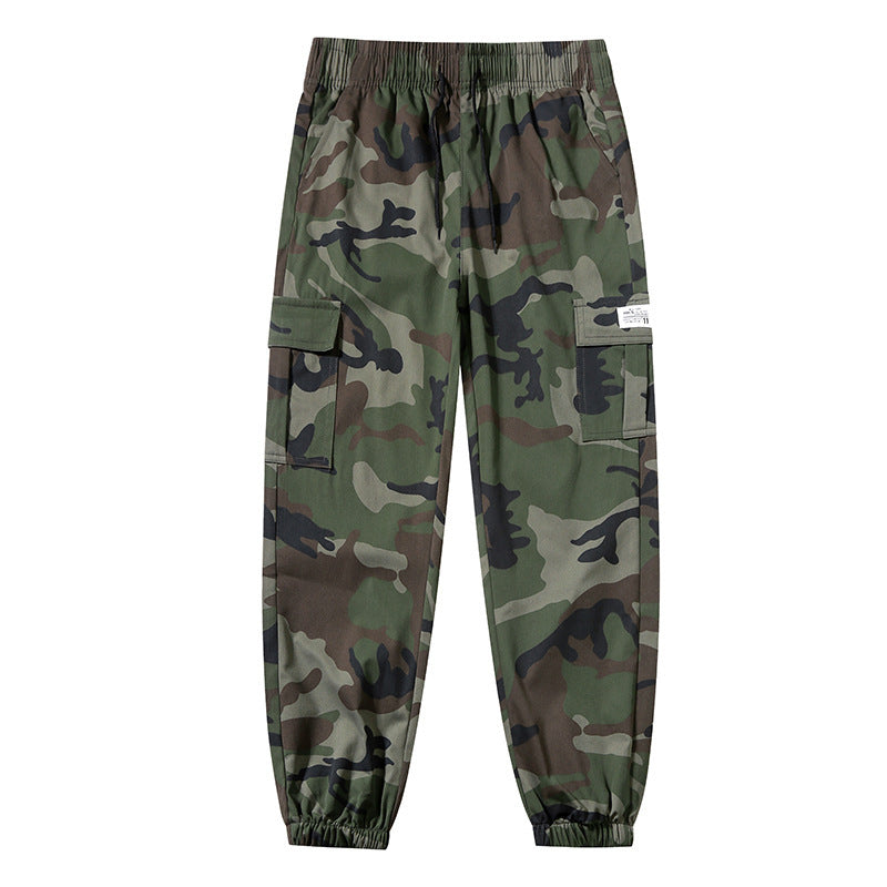 Men's Camo Cargo Pants – Cotton Ankle-Tied Drawstring Waist
