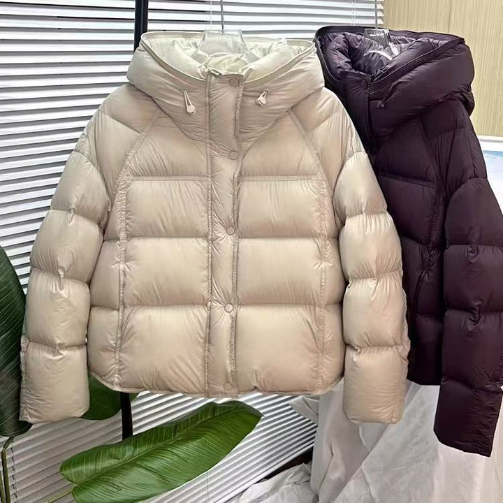 Women's Cropped Puff Jacket – Relaxed Fit Hooded Silhouette