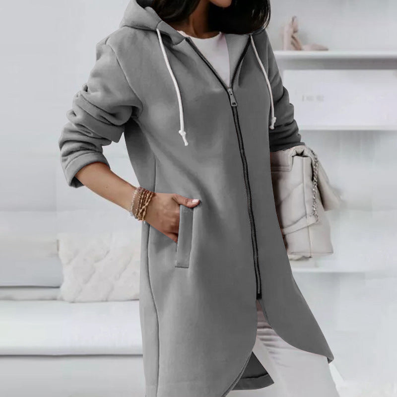 Women's Longline  Zip-Up Hoodie – Soft Cotton Relaxed Fit