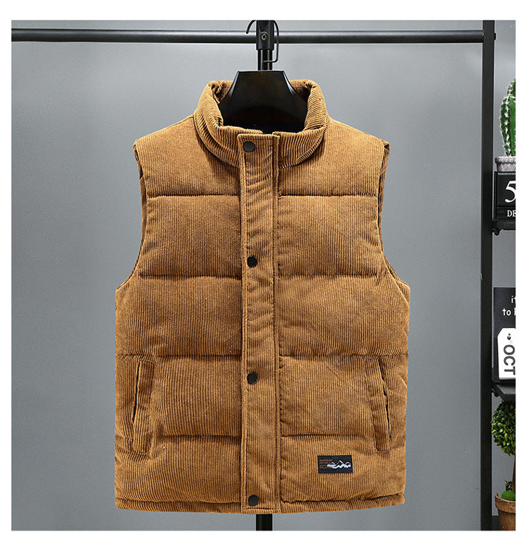 Men's Corduroy Padded Vest – Warm Quilted Slim Fit Layer