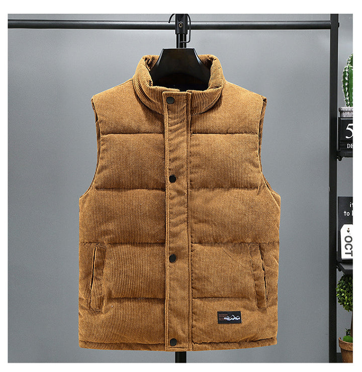 Men's Corduroy Padded Vest – Warm Quilted Slim Fit Layer