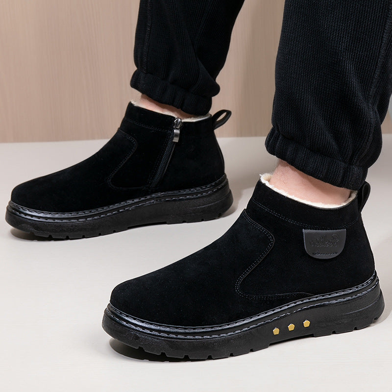 Men's Sheepskin Wool Boot – Low Heel Non-Slip Comfort Footwear