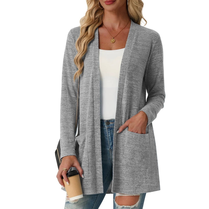 Women's Knit Cardigan – Open-Front Design with Patch Pockets