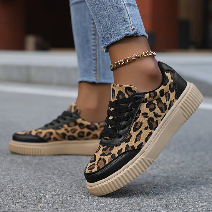 Leopard Print Sneakers for Women – Breathable Mesh Low-Top Shoes