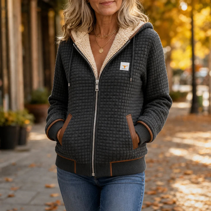 Women's Printed Half-Zip Hoodie – Retro Artistic Pattern Pullover