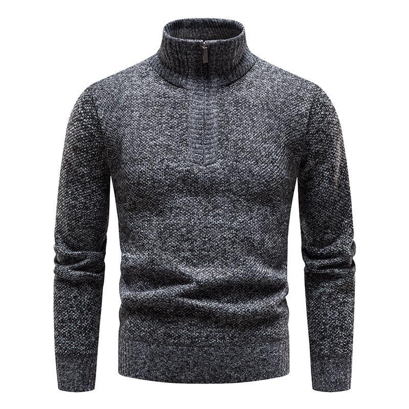 Men's Jacquard Pullover High Neck Sweater – Slim Half-Zip Comfort
