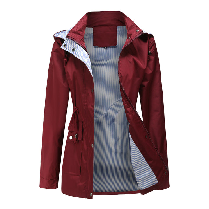 Women's Lightweight Jacket with Striped Lining, Adjustable Waist