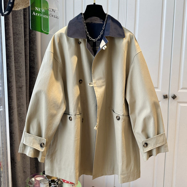 Women's Trench Coat – Contrast Collar Urban Silhouette