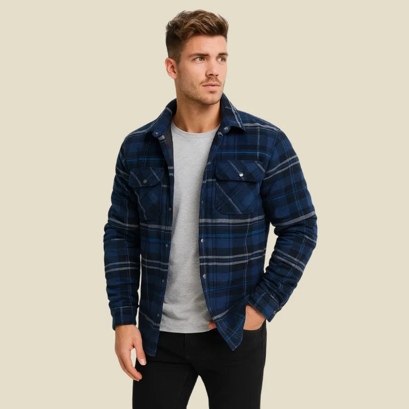 Men's Shirt Jacket – Quilted Lining and Plaid Pattern