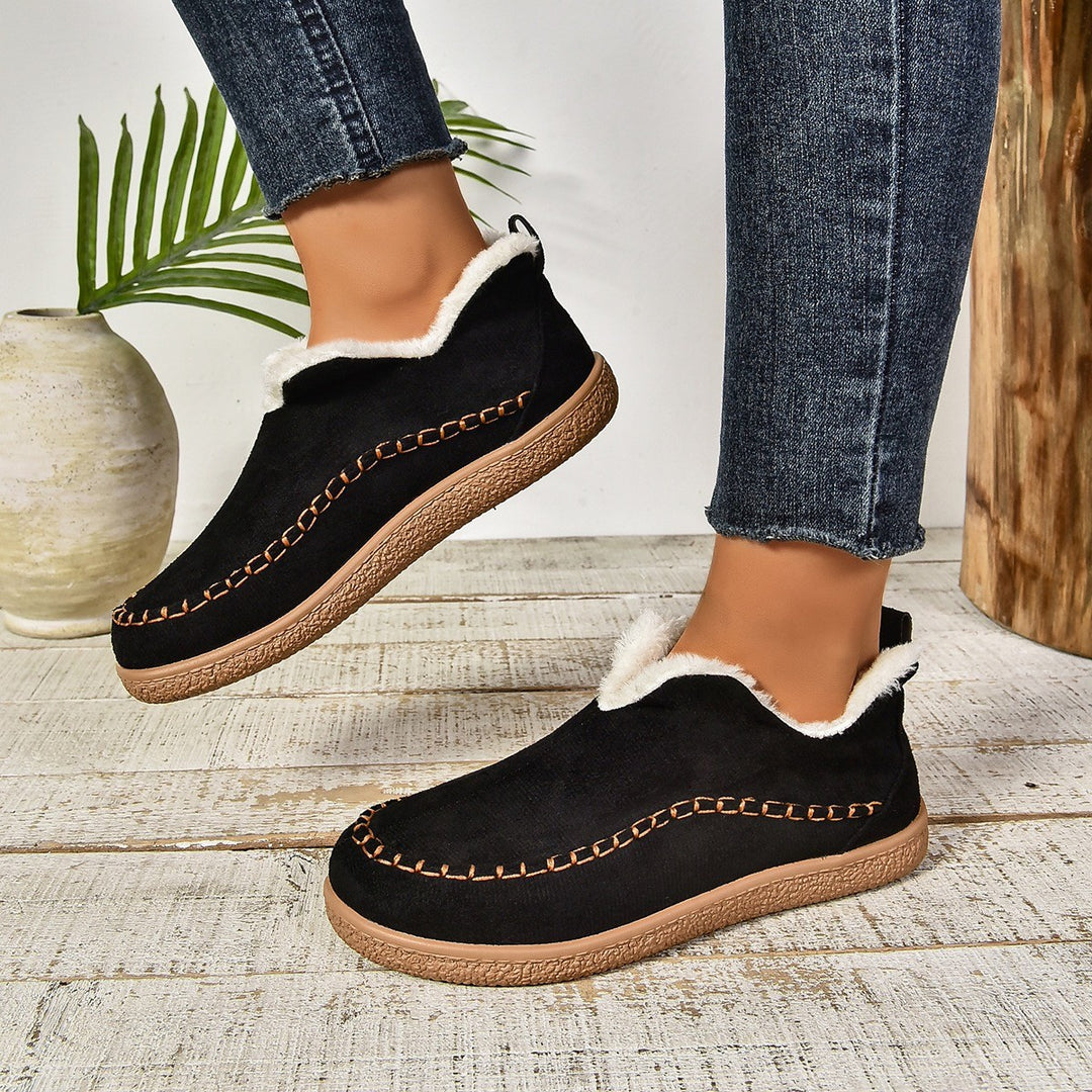 Women's Slip-On Mid-Top Boot – Plush Lined Warmth & Non-Slip Comfort