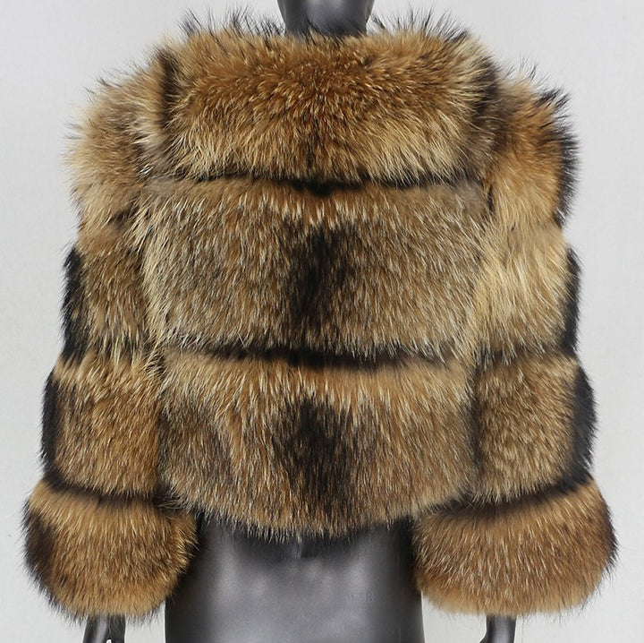 Women's Short Fur Jacket – Panelled Cropped Silhouette