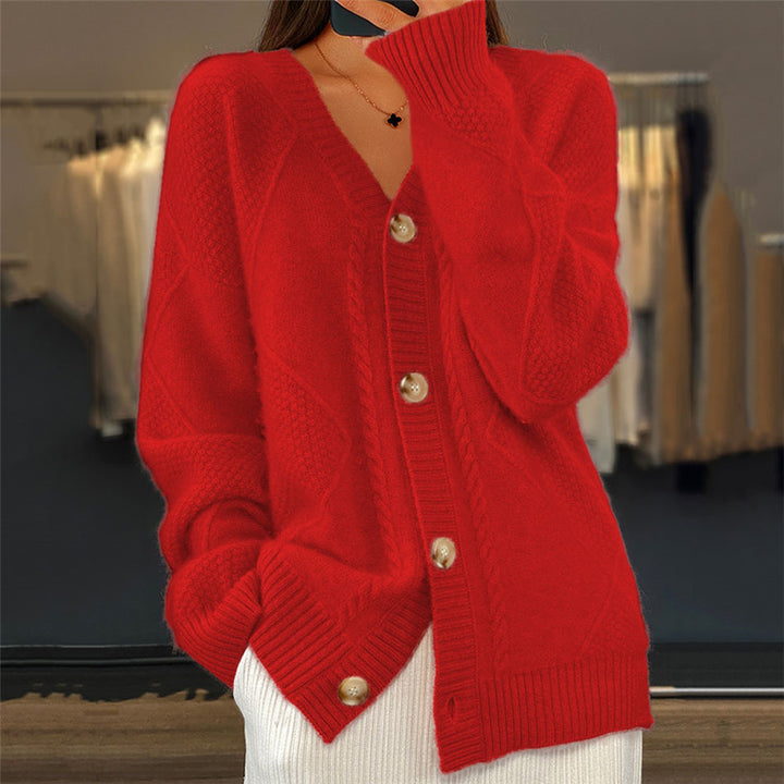 Women's Brocade Knit Sweater Coat – Relaxed Open-Front Design