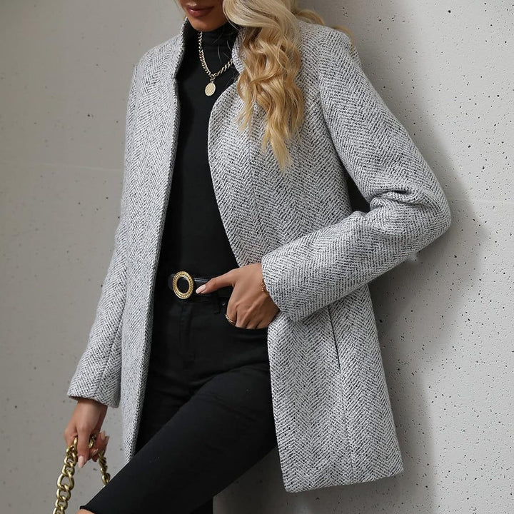 Women's Slim Fit Cotton Coat – Medium Length Tailored Commute Style
