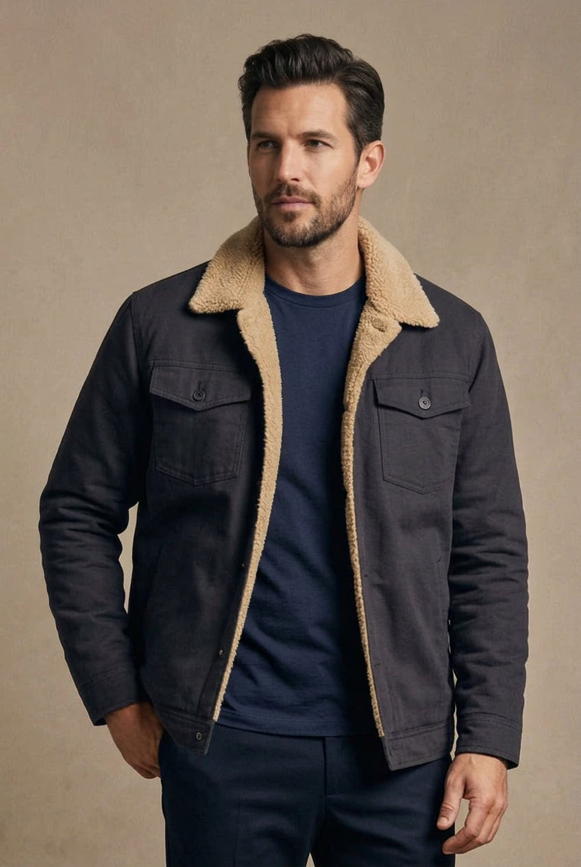 Men's Workwear Jacket – Cotton, Solid Color, Durable & Comfortable