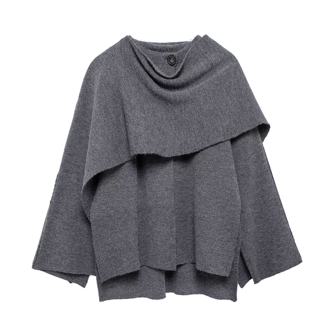 Knit Jacket for Women – Soft Knit Asymmetric Scarf Pullover