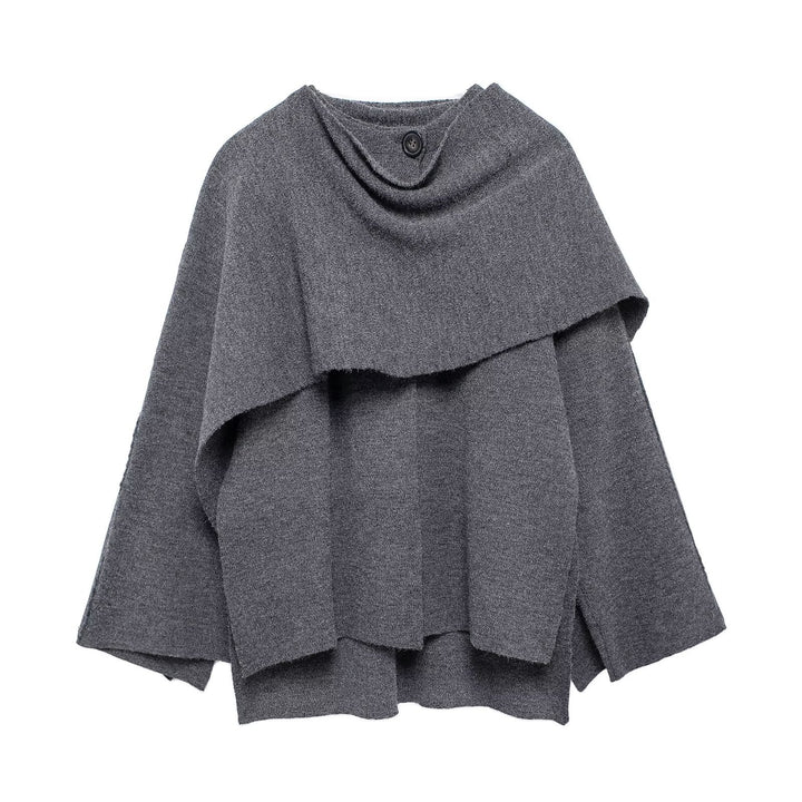 Knit Jacket for Women – Soft Knit Asymmetric Scarf Pullover