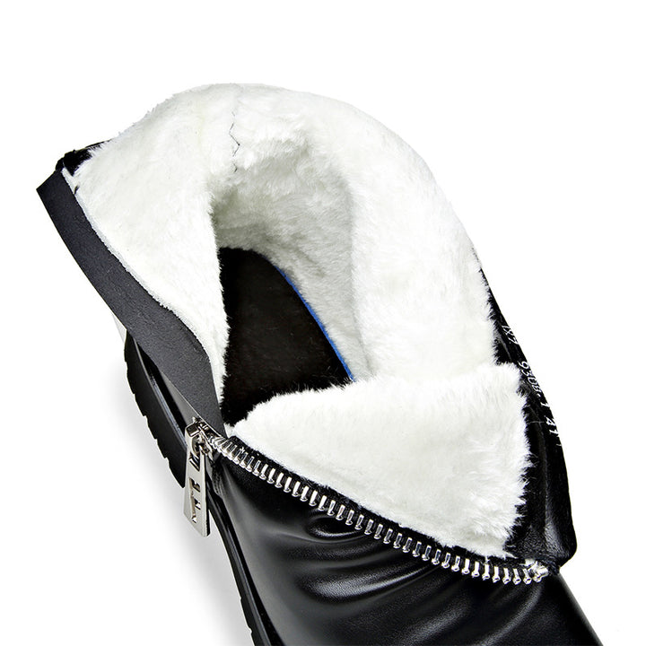 Men's Leather Boot – Low Heel Zipper High-Top Style