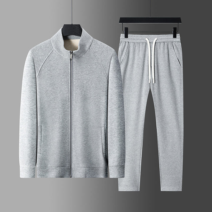 Men's Sportswear Set – Stand Collar Jacket and Full-Length Pants