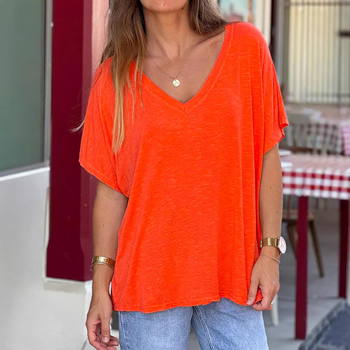 Women's V-Neck Blouse – Lightweight Short Sleeve Casual Top
