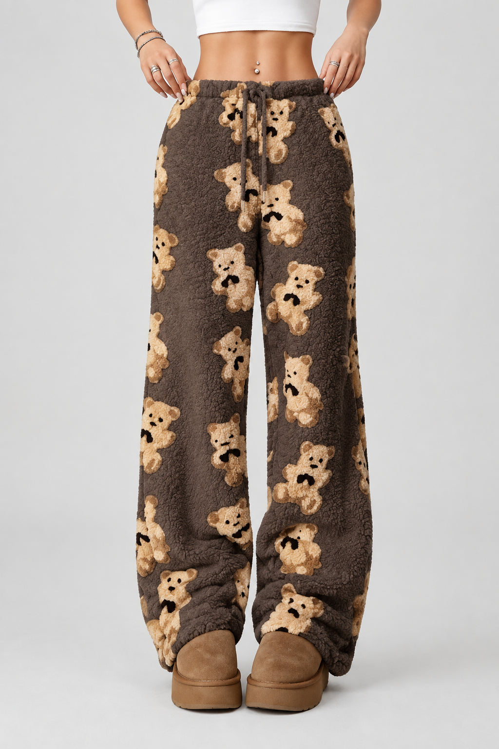 Women's Wide Leg Printed Cotton Trousers – Relaxed Loose Fit