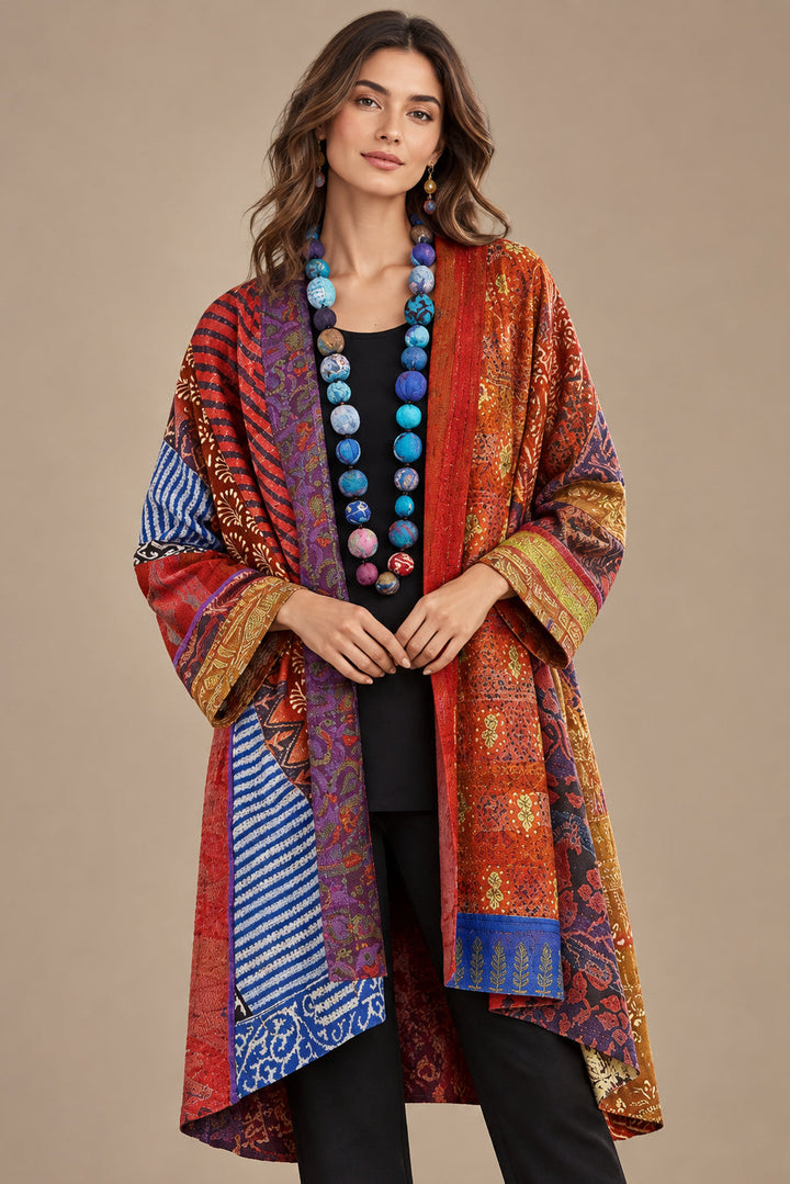 Women's Printed Cotton Linen Jacket – Relaxed Long Sleeve