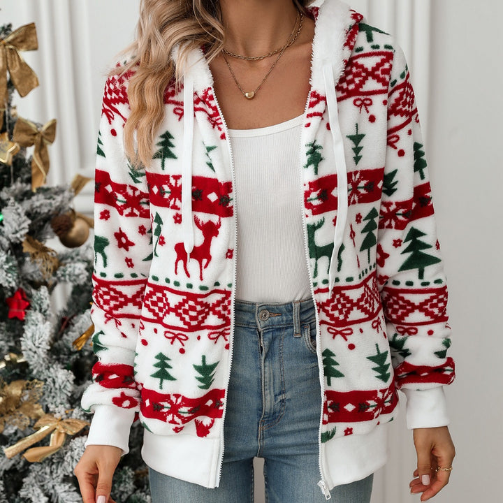 Christmas Cardigan – Women's Plush Knit, Mid-Length with Pockets