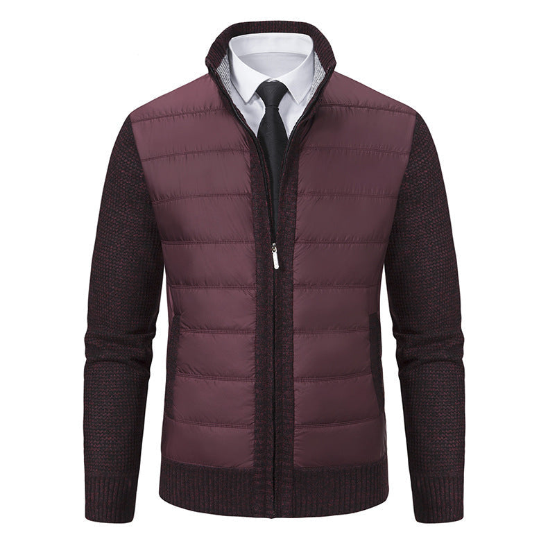 Men's Fleece-Lined Cardigan Coat – Stand Collar & Thickened Layer