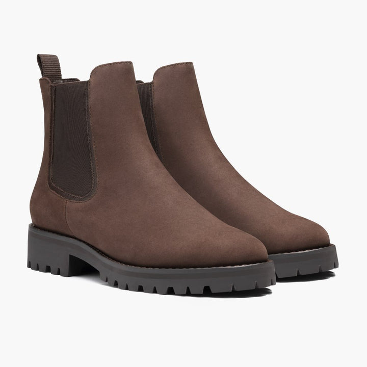 Women's Chunky Platform Ankle Boot – Vegan Leather Round Toe