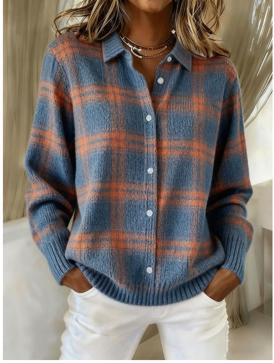 Women's 3D Texture Lapel Cardigan Top – Art-Inspired Thick Knit