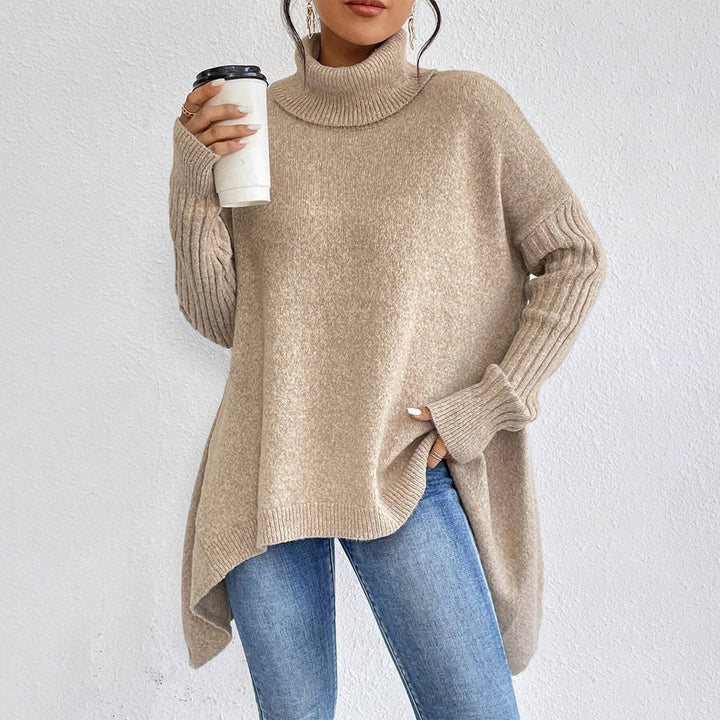 Womens Knitted Turtleneck Sweater – Soft Knit Relaxed Pullover
