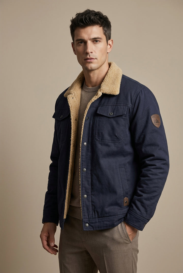 Men's Workwear Jacket – Cotton, Solid Color, Durable & Comfortable