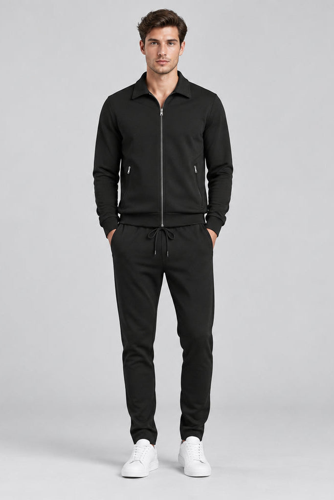 Men's Waffle Textured Two Piece Suit – Long Sleeve Jacket & Trousers