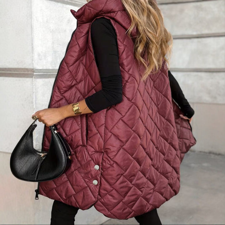Women's Sleeveless Zip-Up Vest – Mid-Length Cotton Filled