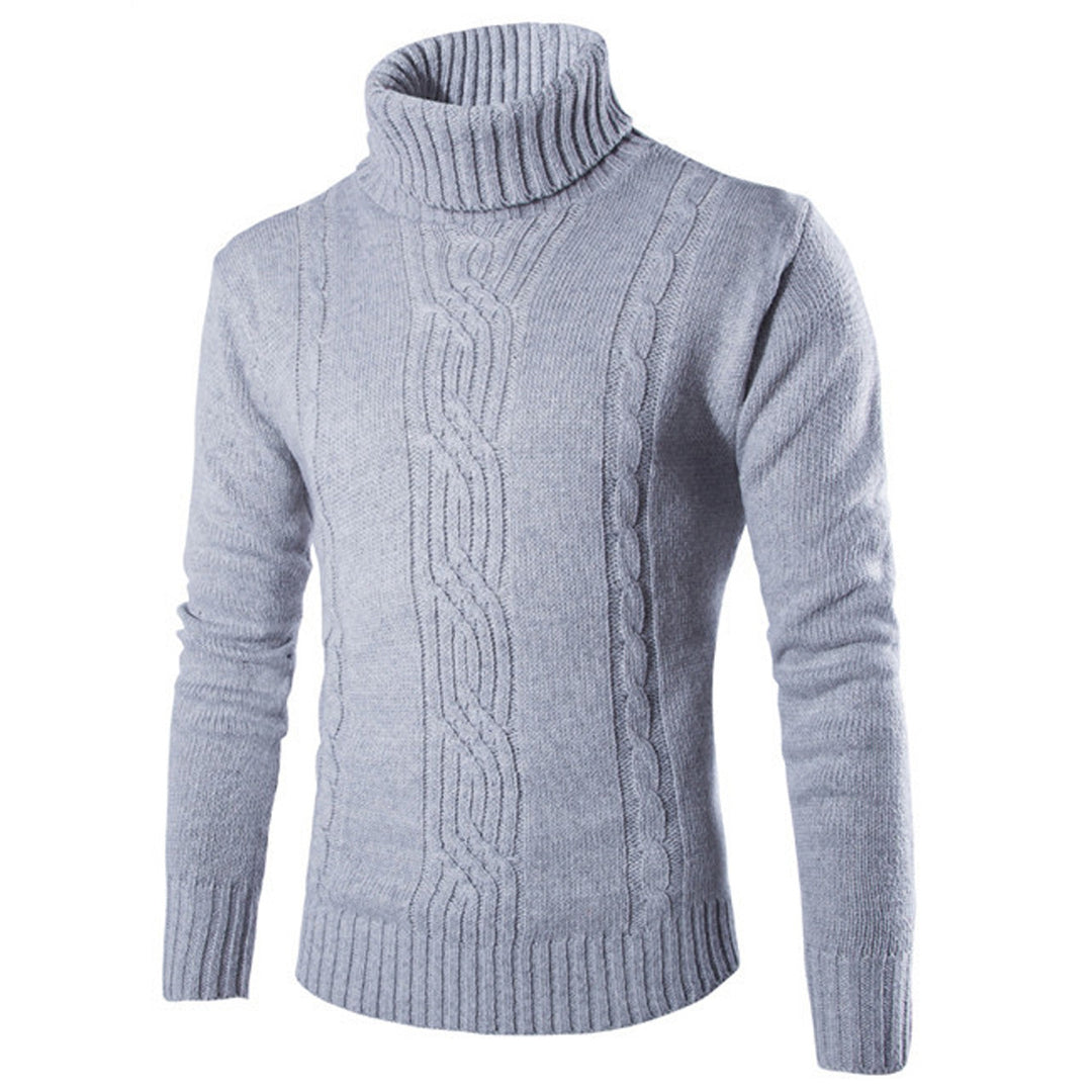 Men's Wool Blend Sweater – Textured Jacquard Knit Pullover