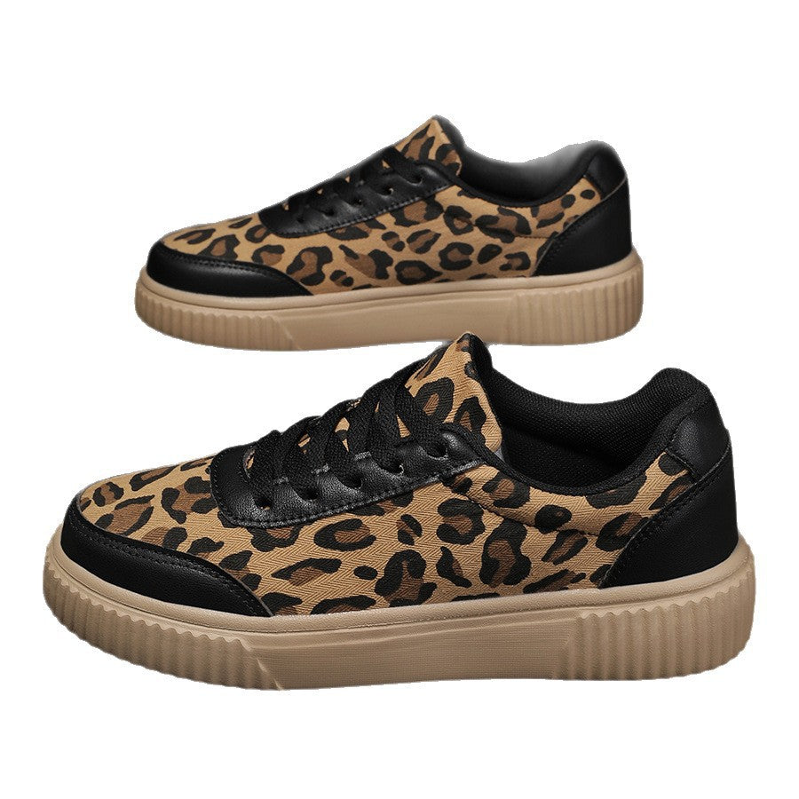 Leopard Print Sneakers for Women – Breathable Mesh Low-Top Shoes