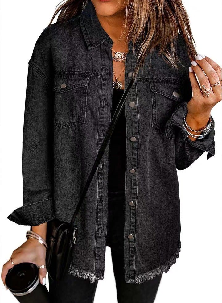 Women's Cotton Denim Shirt Jacket – Relaxed Button Down Layer