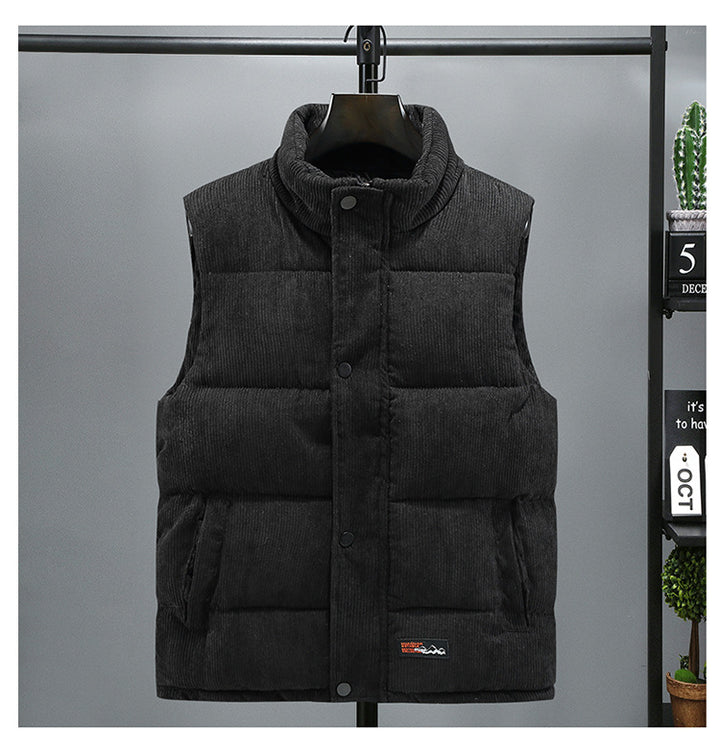 Men's Corduroy Padded Vest – Warm Quilted Slim Fit Layer