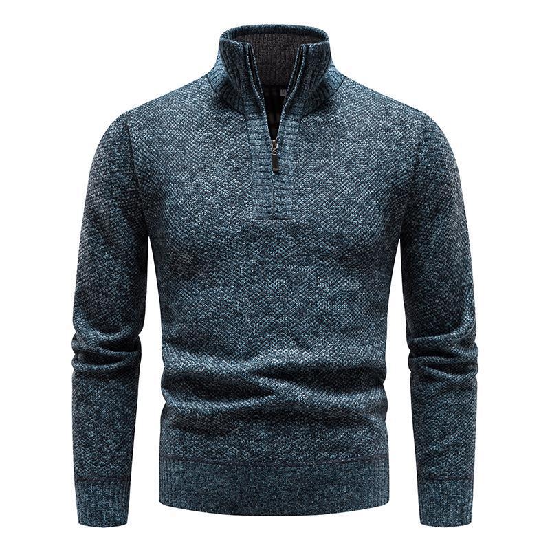 Men's Jacquard Pullover High Neck Sweater – Slim Half-Zip Comfort
