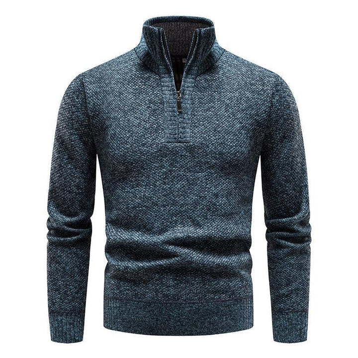 Men's Jacquard Pullover High Neck Sweater – Slim Half-Zip Comfort