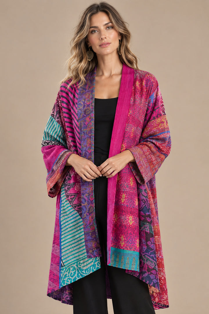 Women's Printed Cotton Linen Jacket – Relaxed Long Sleeve