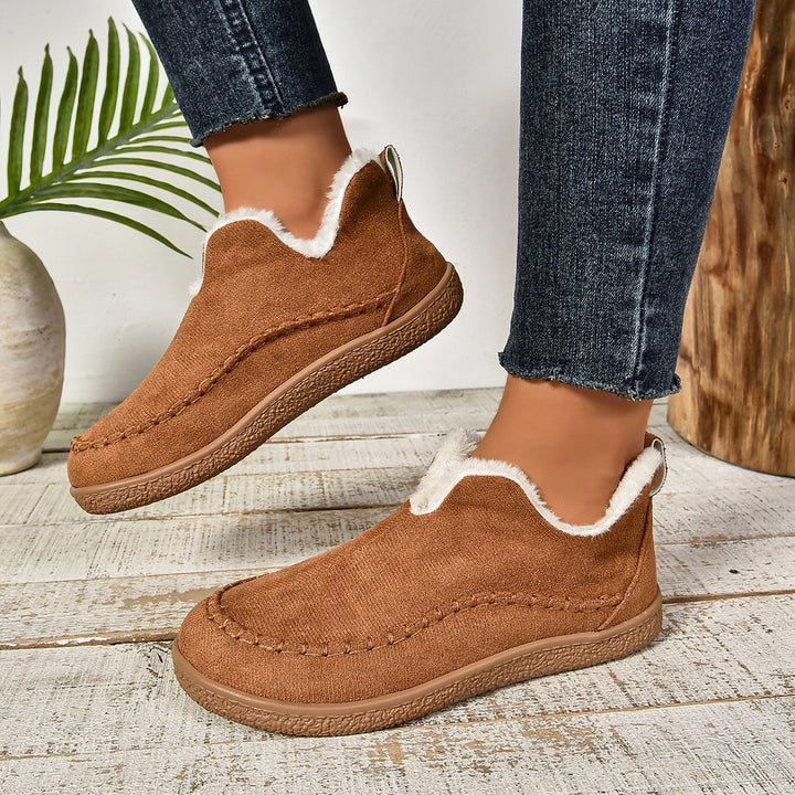 Women's Slip-On Mid-Top Boot – Plush Lined Warmth & Non-Slip Comfort