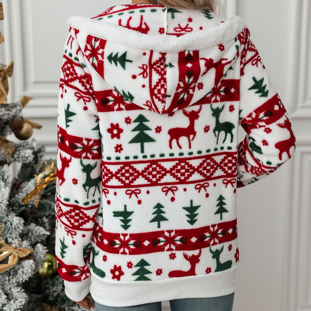 Christmas Cardigan – Women's Plush Knit, Mid-Length with Pockets