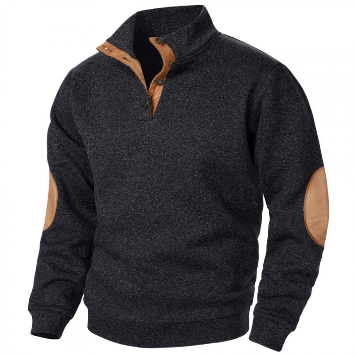 Men's Stand Collar Knit Sweater – Jacquard Textured Pullover